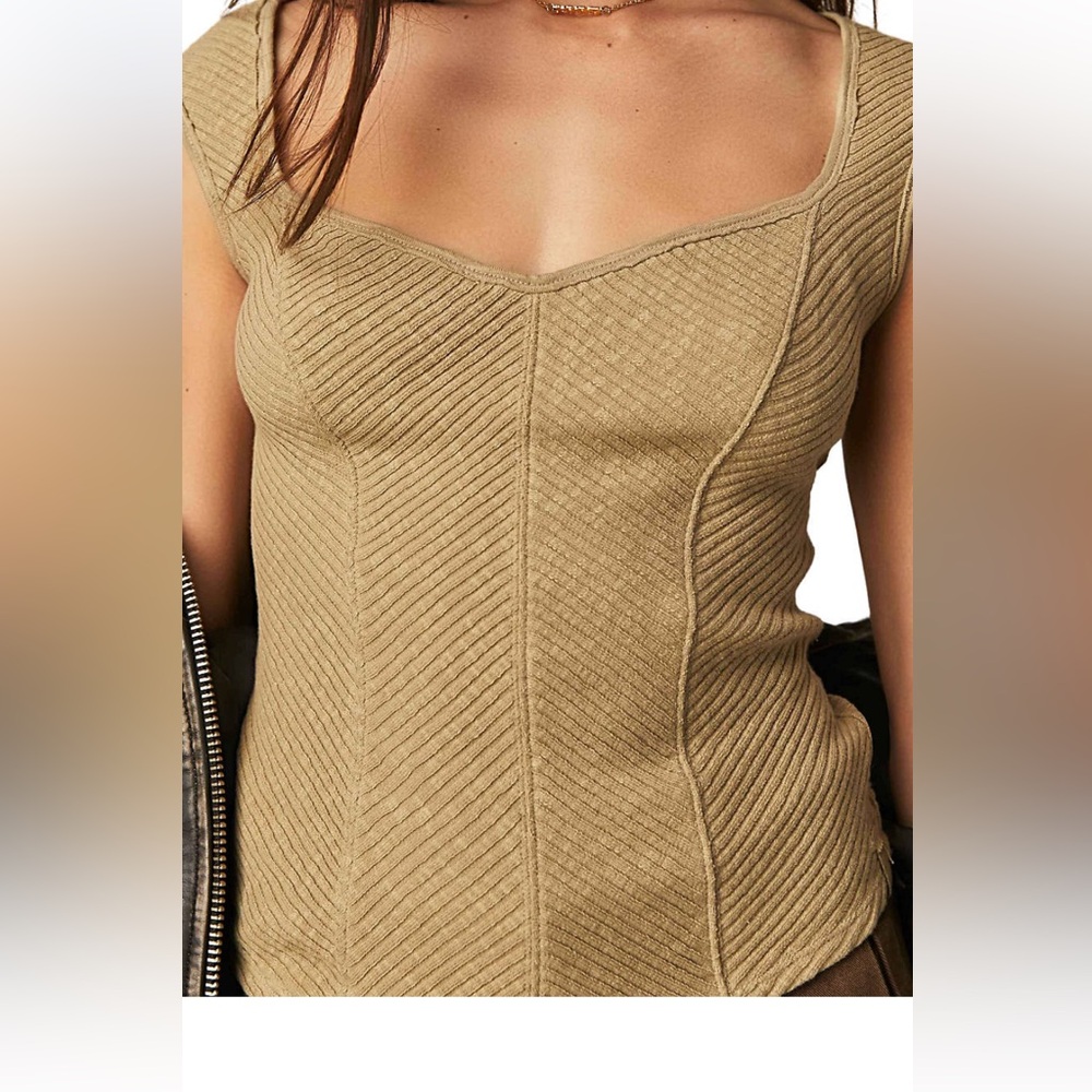 Free People Tan Textured Sleeveless Top - Picture 2 of 7